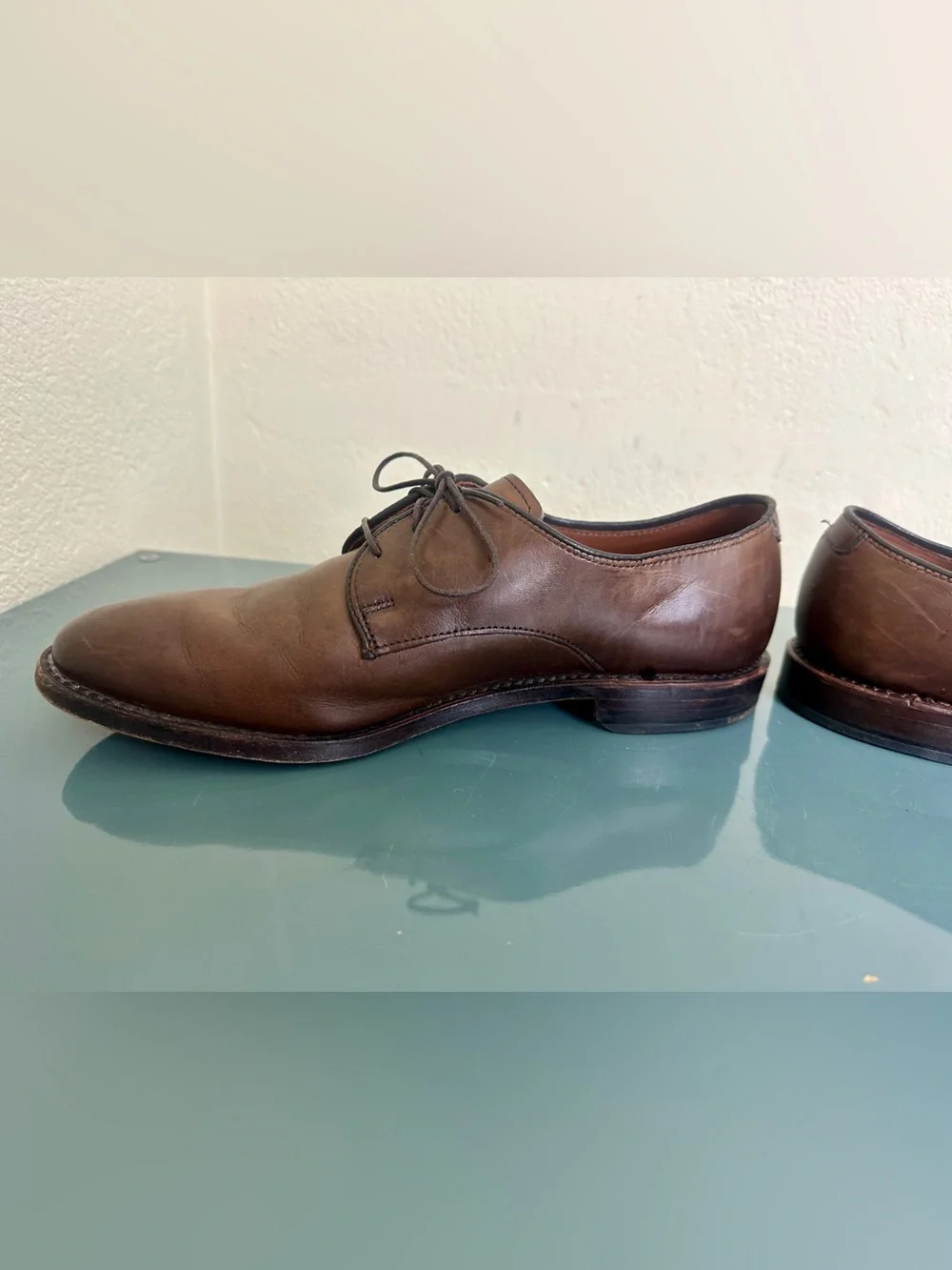 Allen Edmonds Kenilworth Brown Leather Plain Toe Bluchers Oxfords US 8.5 D $450